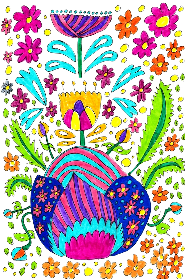 Abstract Vibrant Florals Print