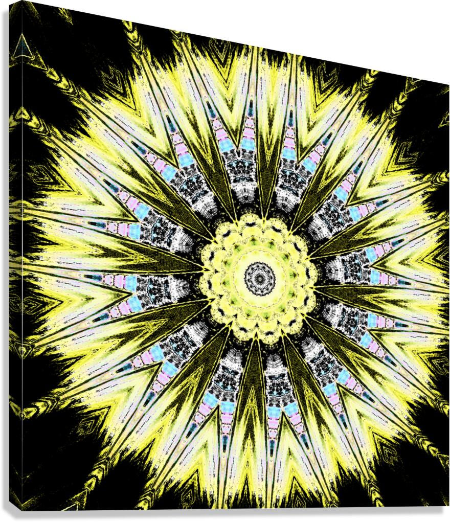 Abstract Yellow Kaleidoscope Pattern Design Canvas Print