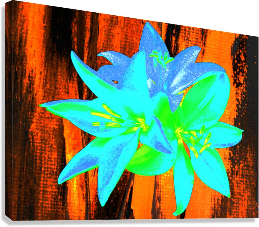 Abstract Vibrant Neon  Trio of Lilies Canvas Print