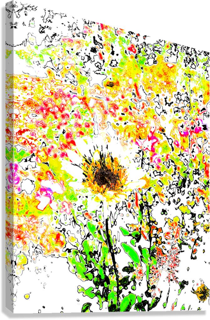 Abstract Vibrant Daisy Flower Canvas Print