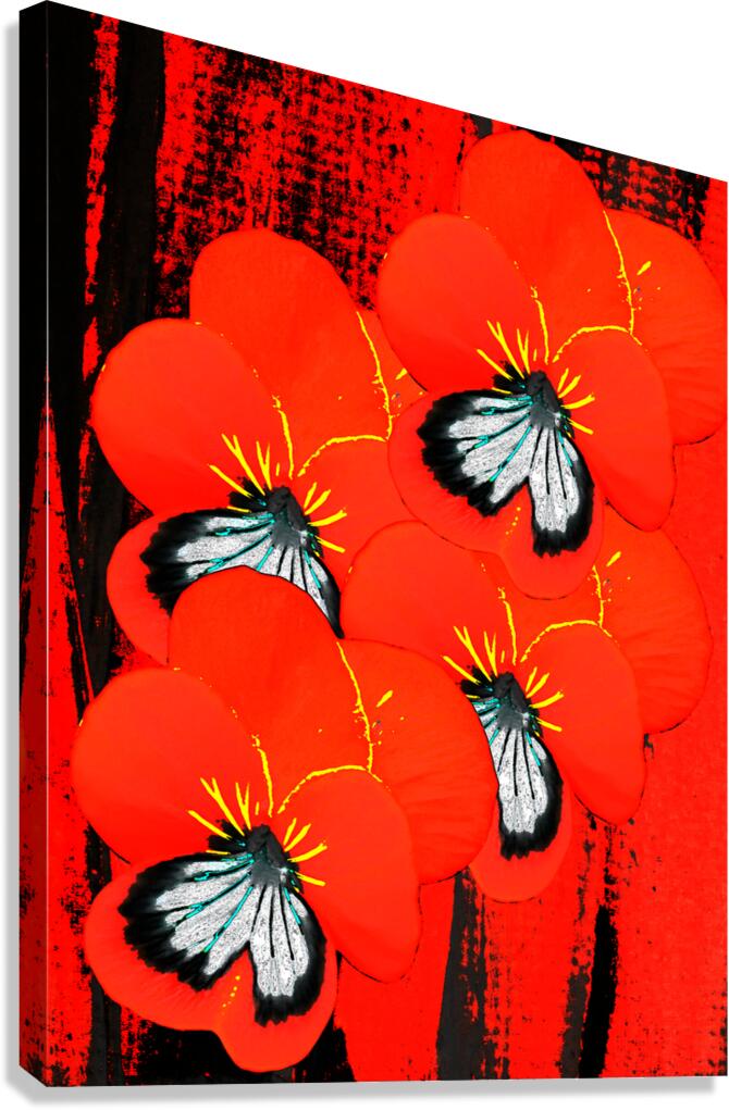  Abstract Red Pansy Bouquet  Canvas Print