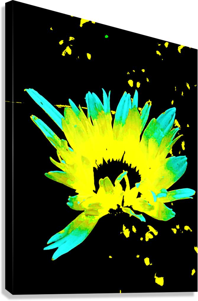 Abstract  Impressions of a Neon Illuminated Daisy Flower  Canvas Print