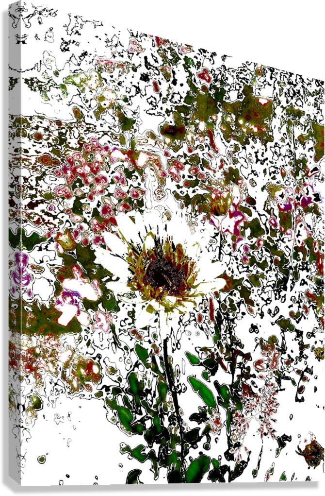 Abstract Green and White Daisy Flower Canvas Print