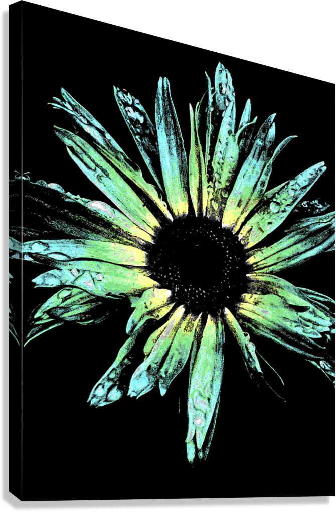 Abstract Vibrant Green and Yellow Daisy Flower Canvas Print