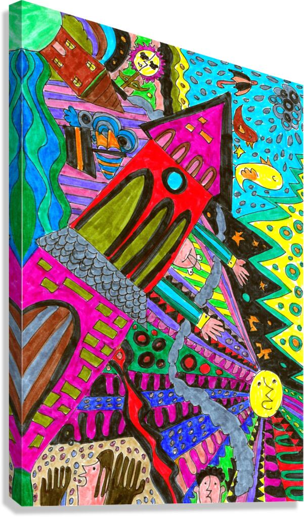  Abstract Doodle Art Tower Moment Canvas Print