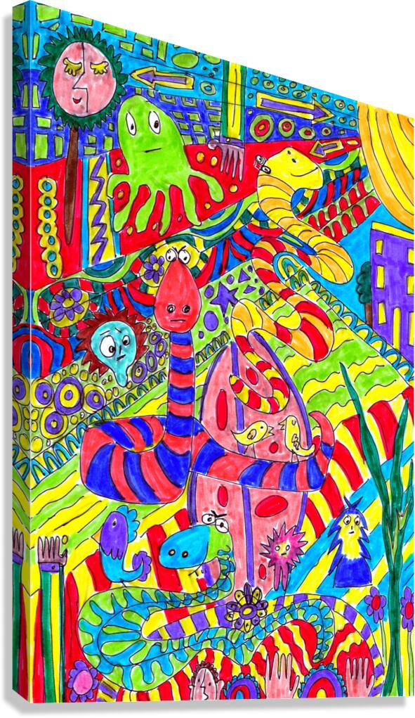  Abstract Doodle Creatures  Canvas Print