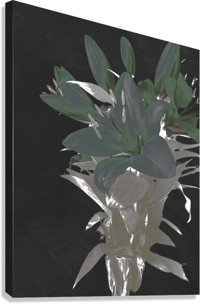 Abstract Green Lily Flower Bouquet Canvas Print
