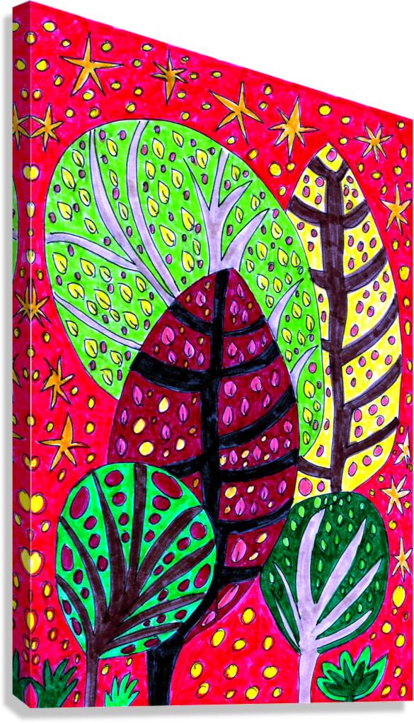 Five Abstract Doodle Trees Canvas Print
