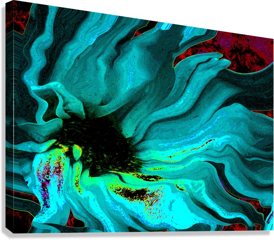 Abstract Daisy in Vibrant Blues and Greens Canvas Print