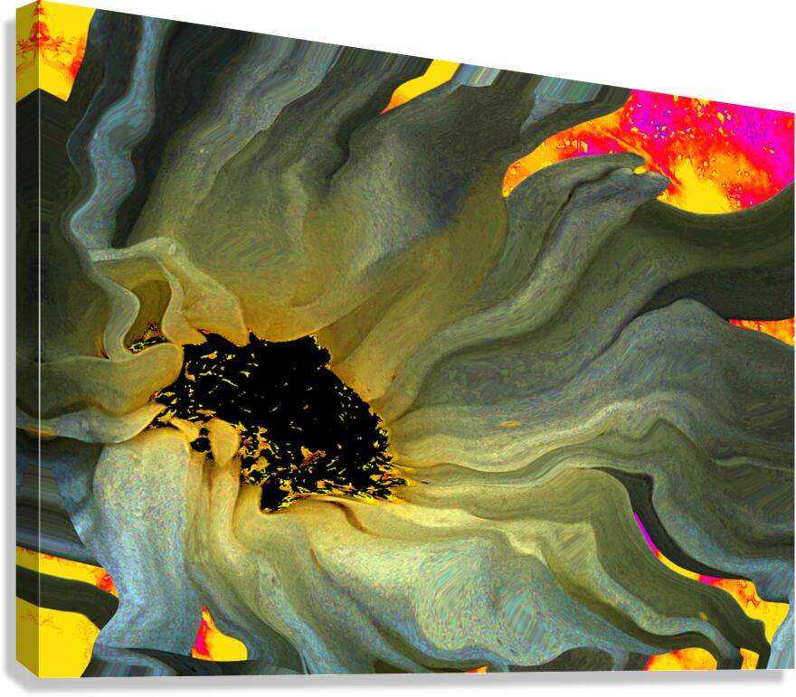 Abstract Daisy in Green and Yellow Canvas Print