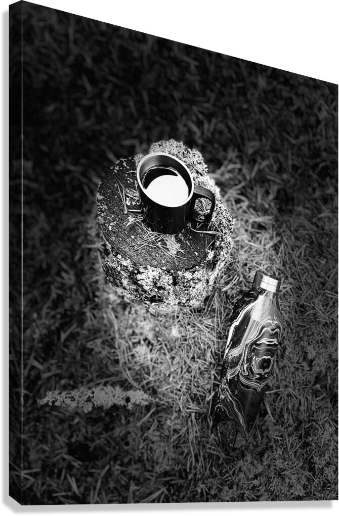 Scenes from the Trail- Outdoor Cafe in Black and White Canvas Print