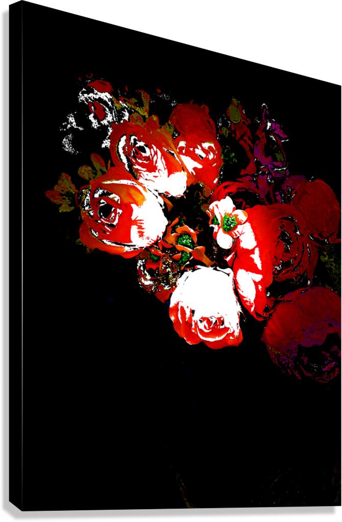 Abstract Snow Covered Rose Bouquet Canvas Print