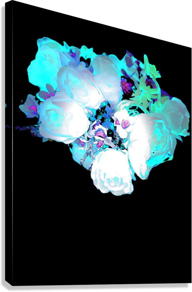 Abstract Blue Green Rose Bouquet Canvas Print