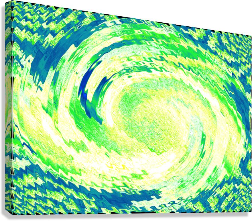 Abstract Lilies Swirl in Green and Blue  Canvas Print