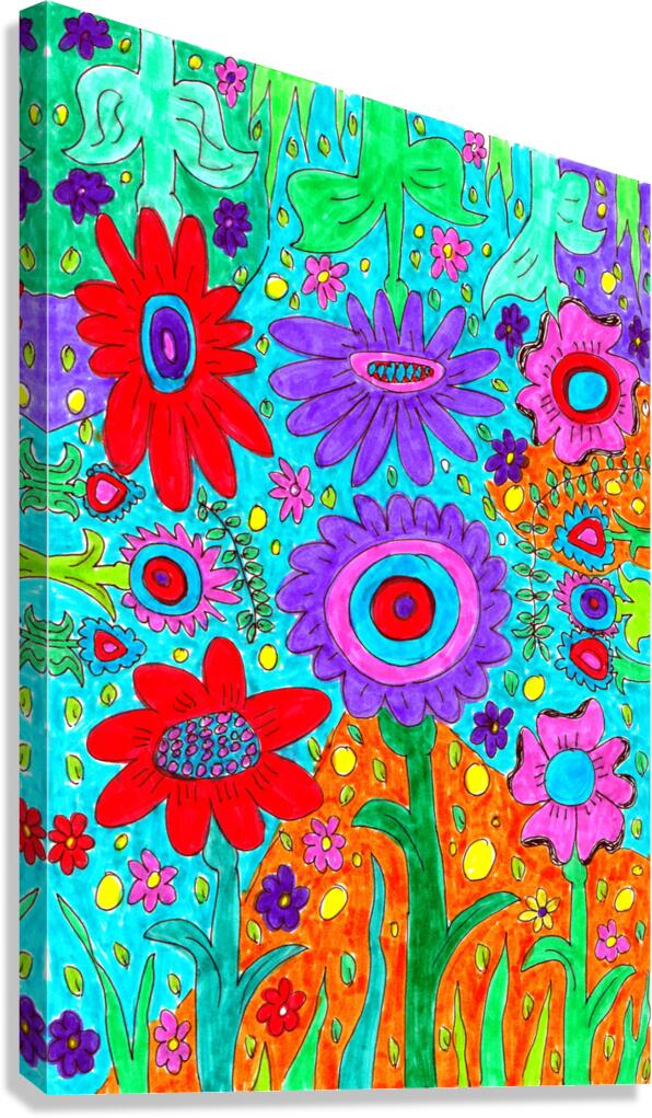 Abstract Flowers on a Coloured Background Canvas Print