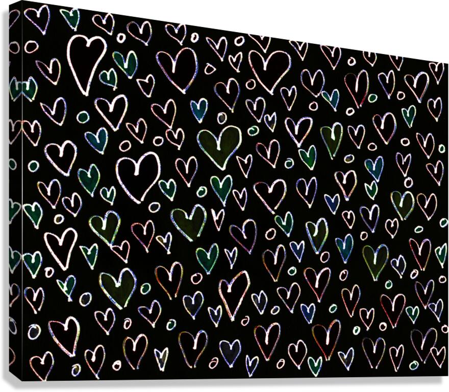 Abstract Hearts on a Black Background Canvas Print