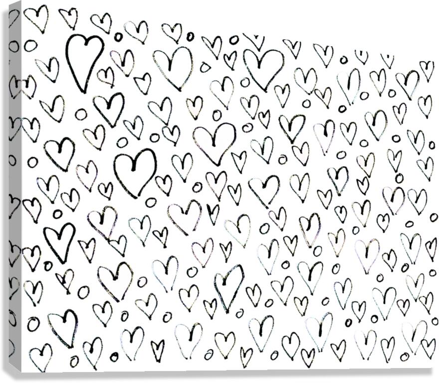 Abstract Monochrome Hearts Too Canvas Print