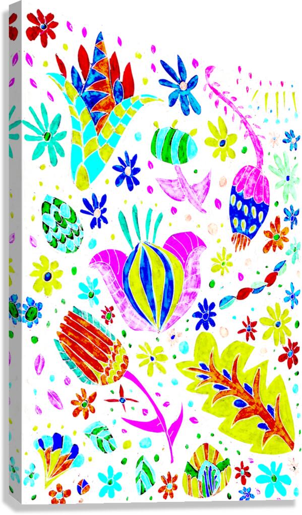 Abstract Decorative Whimsical Flowers Canvas Print