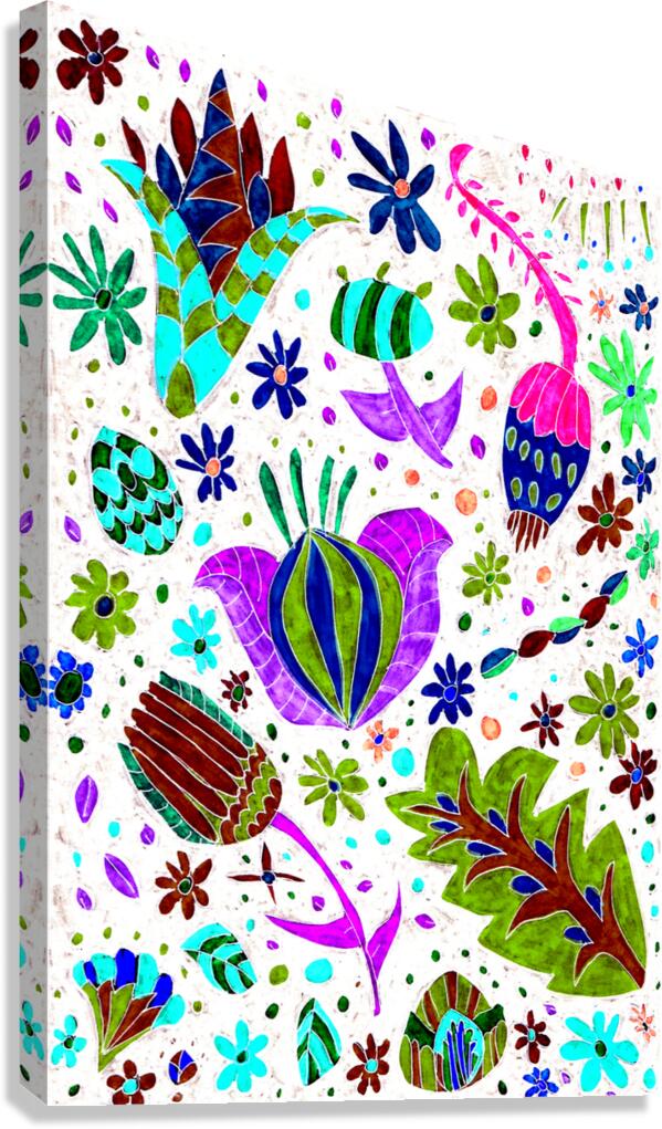 Abstract Vibrant Whimsical Flowers Canvas Print