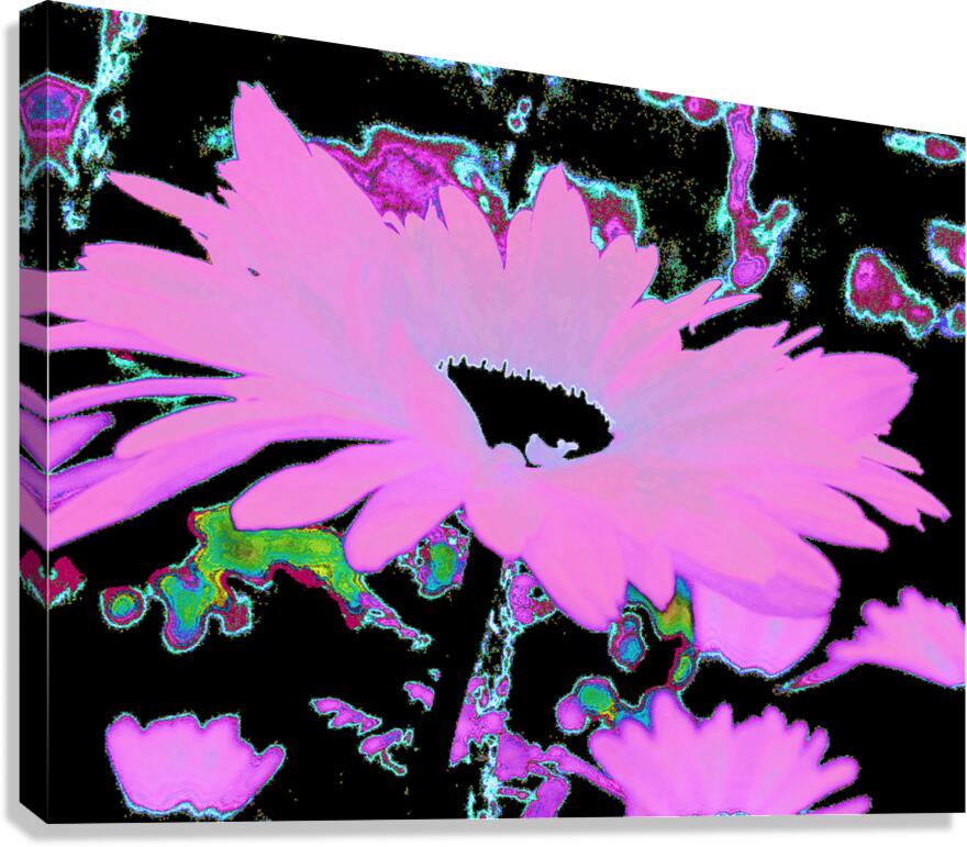 Abstract Surreal Neon Daises  Canvas Print