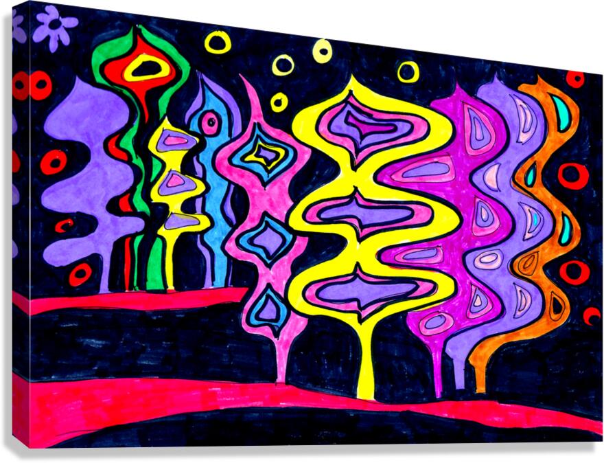 Abstract Neon Woodland Canvas Print