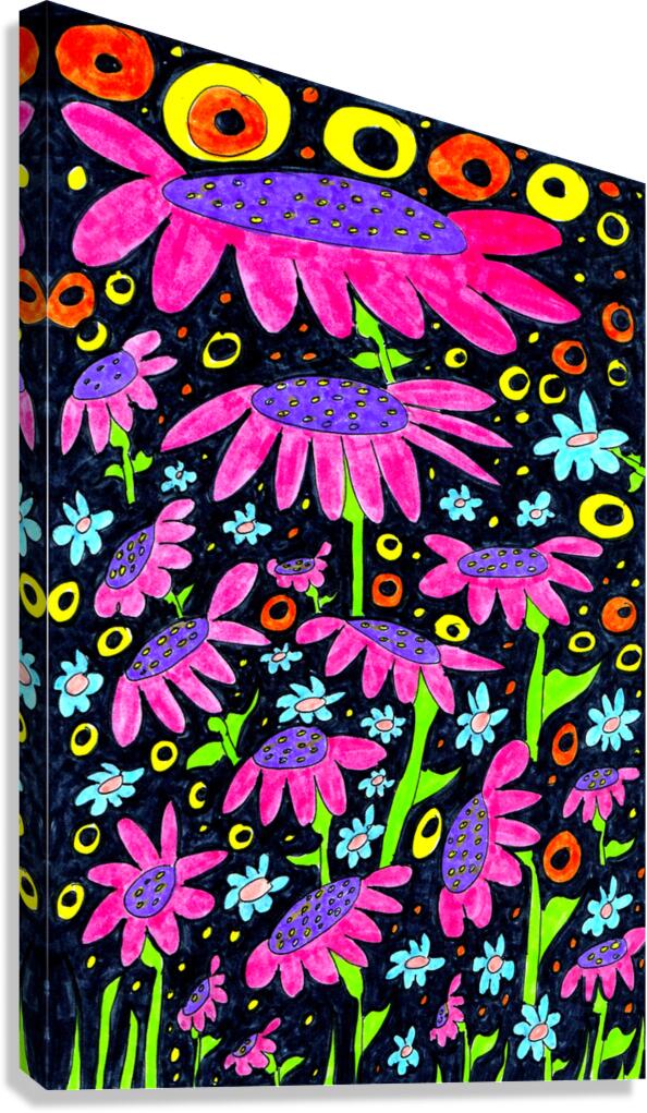 Abstract Colourful Flowers Canvas Print