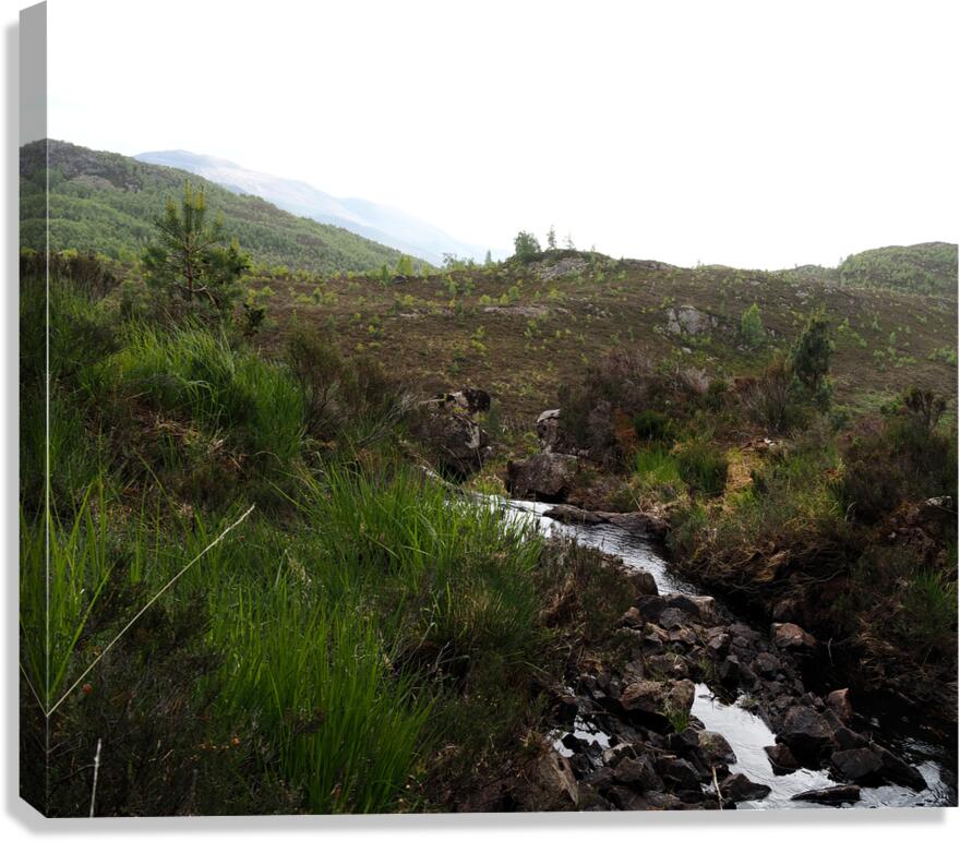  Scottish Highlands Landscape Stream                                                                                                                     Canvas Print