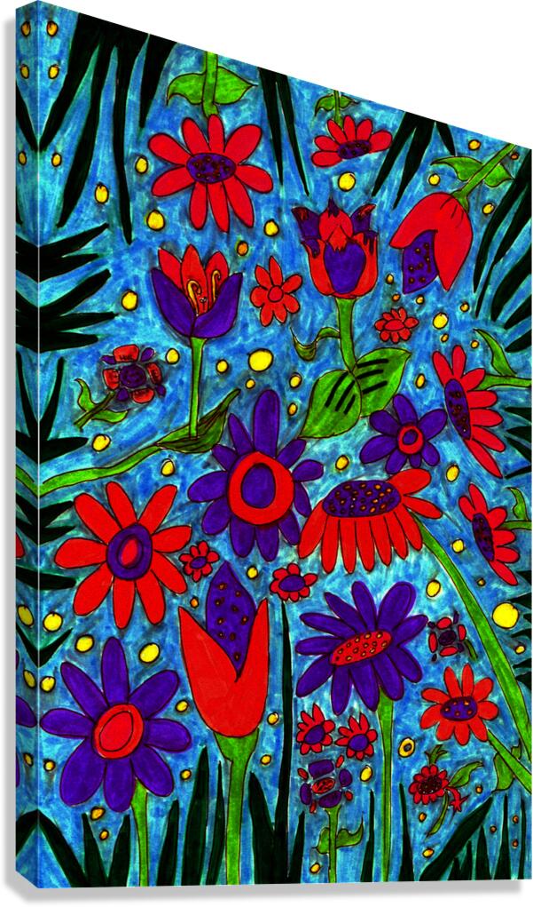 Abstract Blue Floral Design Canvas Print