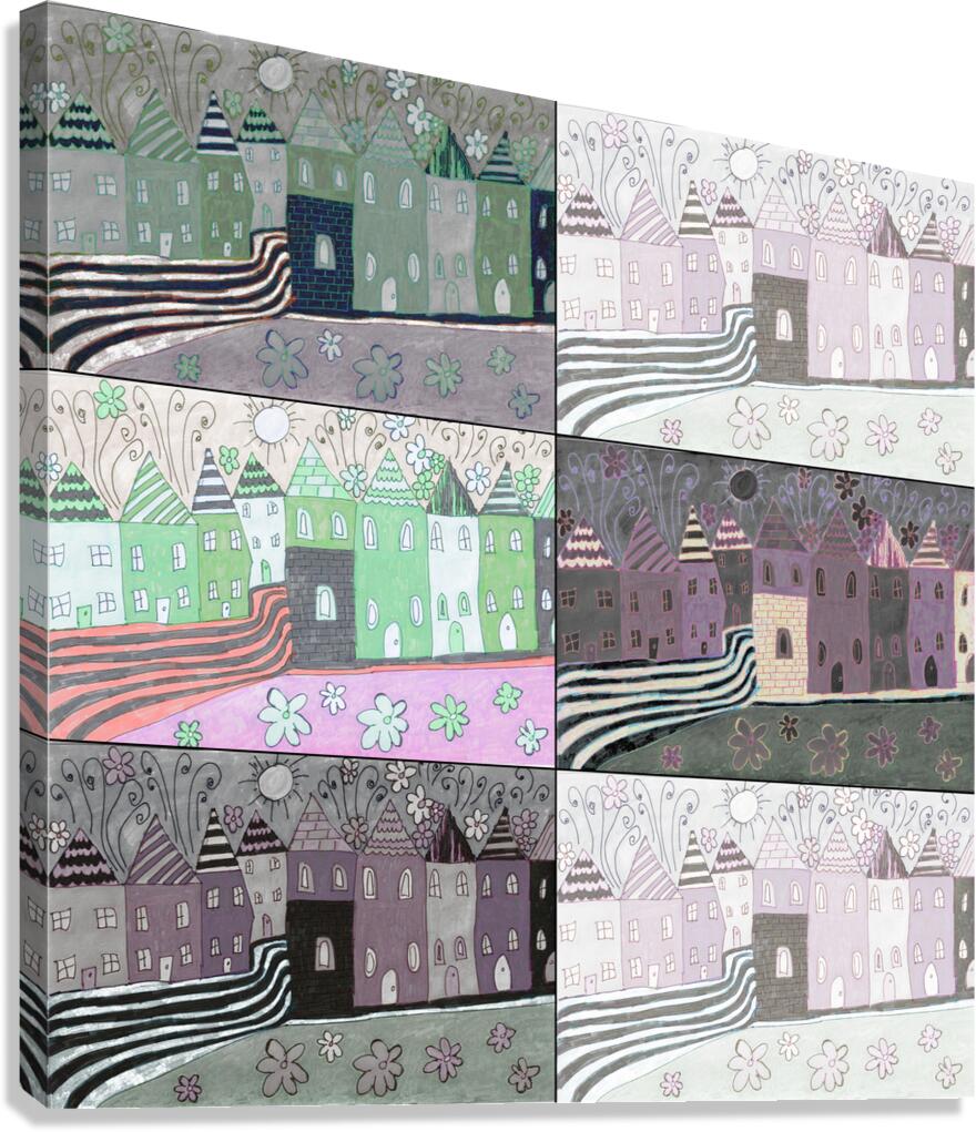 Abstract Village Life Canvas Print