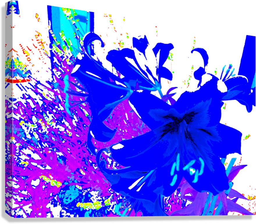 Abstract Blue Lilies                                                                                                                      Canvas Print