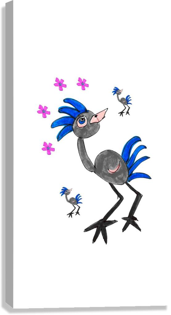 Abstract Blue Doodle Bird Canvas Print