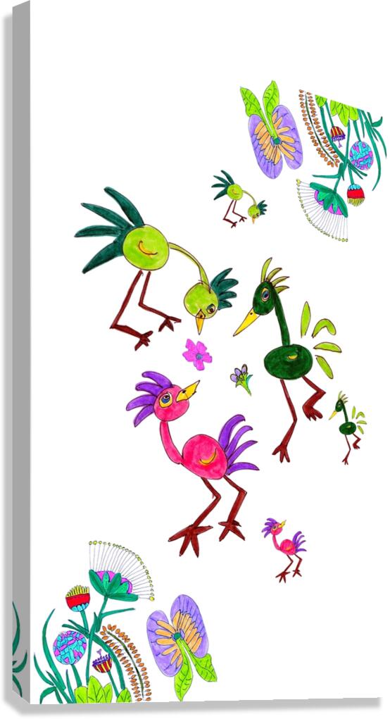Abstract Doodle Cute Birds Canvas Print