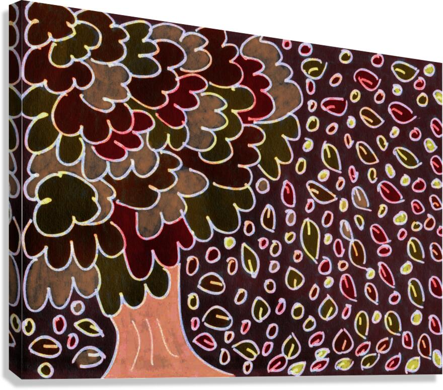 Abstract Brown Oak with Falling Leaves Canvas Print