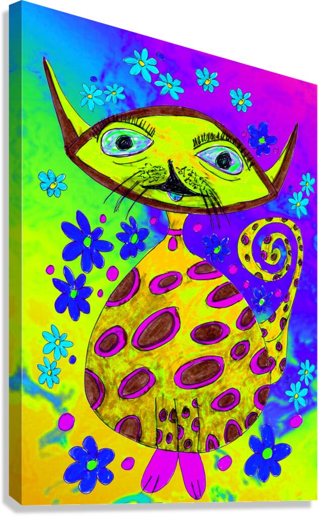 Abstract Colourful Cosmic Cat Canvas Print