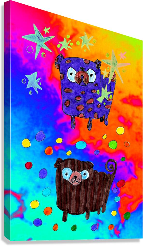 Abstract Cosmic Pugs Canvas Print