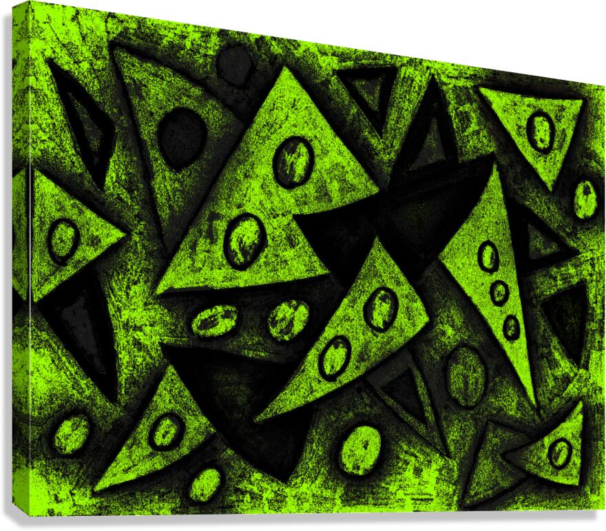 Abstract Green Grungy Triangles Canvas Print