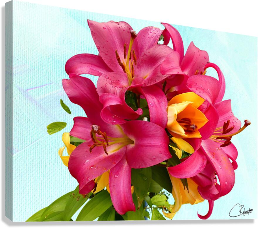  Red Bouquet of Lily Flowers Canvas Print