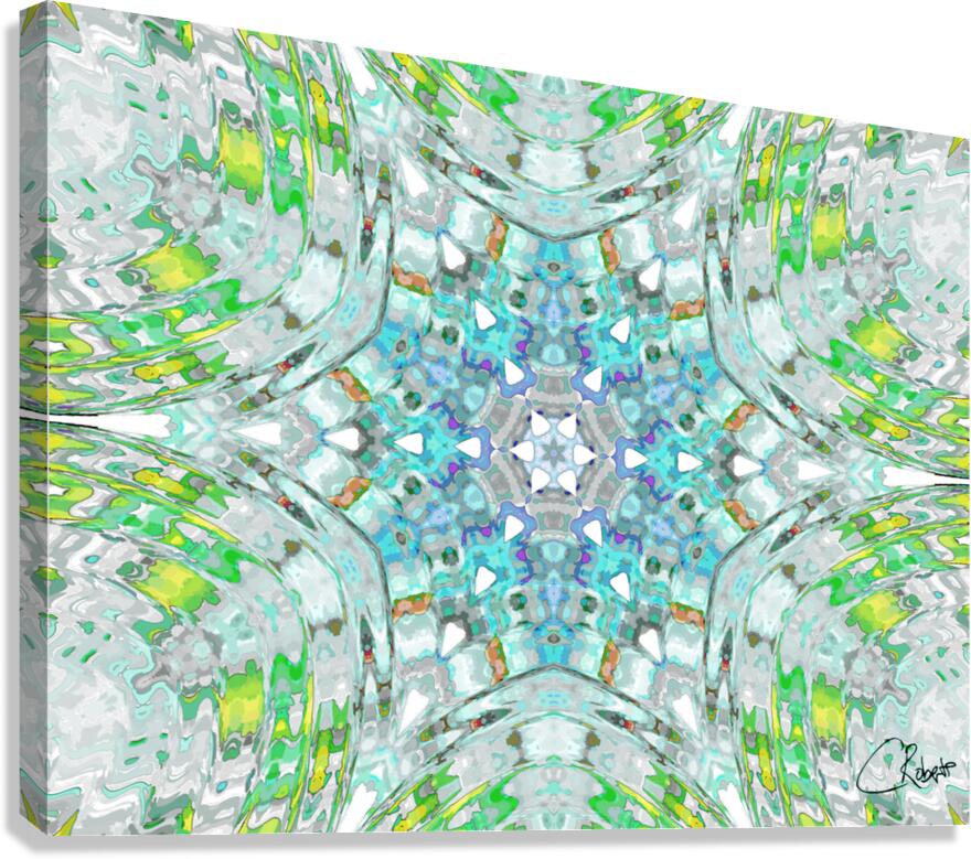 Abstract Colours Collide in Greens and Whites Canvas Print