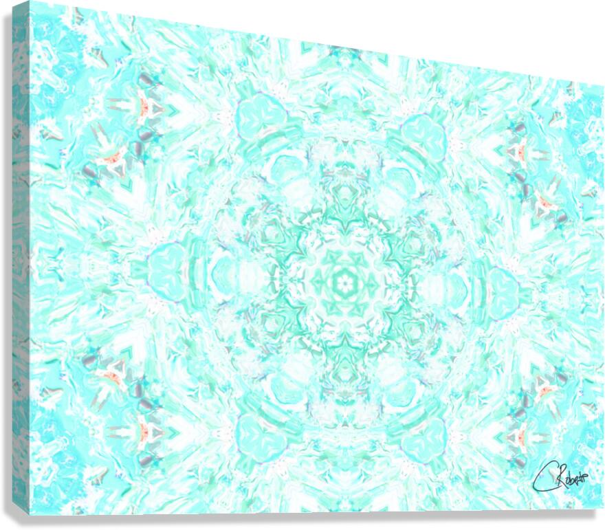  Abstract Colours Collide in Lime Greens and Whites  Canvas Print