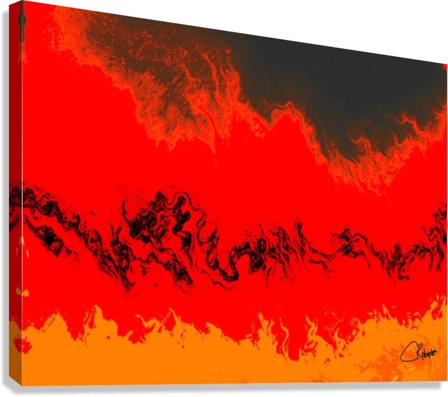 Vibrant Red and Black Abstract Forest Canvas Print