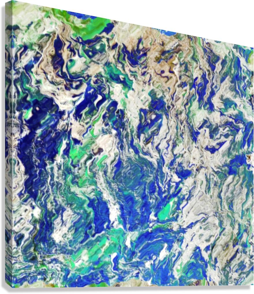 Abstract Dark Blue Turquoise and White Melting Forms Canvas Print