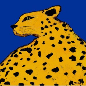 LEOPARD ON BLUE