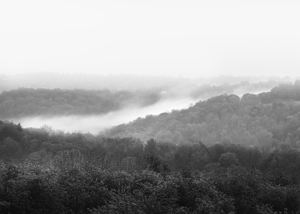 Lehigh Valley Foggy Landsccape Black and White