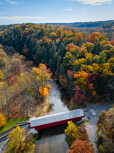 Geigers Covered Bridge Fall Aerial
