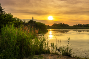 Cape May Light Sunset from Bunker Pond