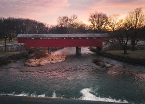 Covered Bridge Sunrise from Wehrs Dam