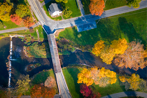 Wehrs Covered Bridge Looking Down at Autumn