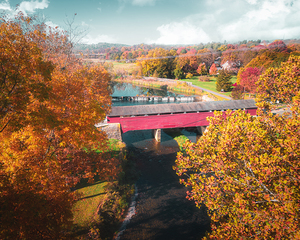 Wehrs Covered Bridge Autumn Trees