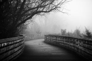 Foggy Jordan Creek Greenway Black and White
