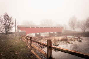 Foggy Wehrs Covered Bridge and Jordan Creek